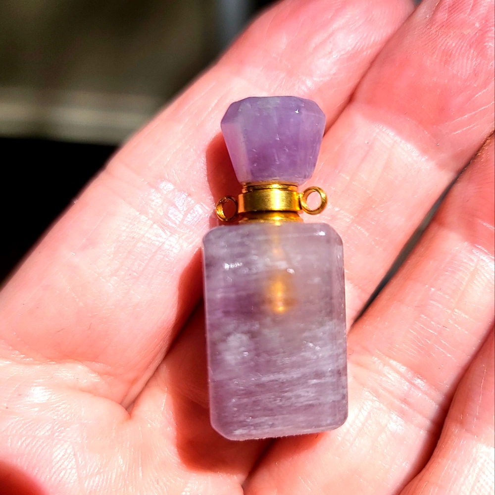 Amethyst light color crystal gemstone bottle pendant #Aw1